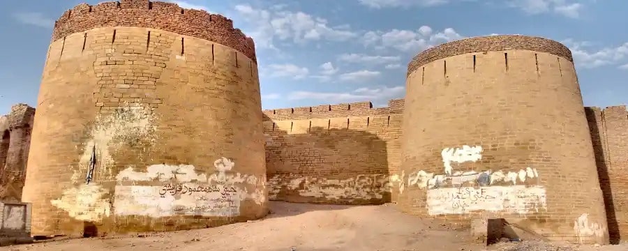 Umerkot Fort aerial view with surrounding desert landscape